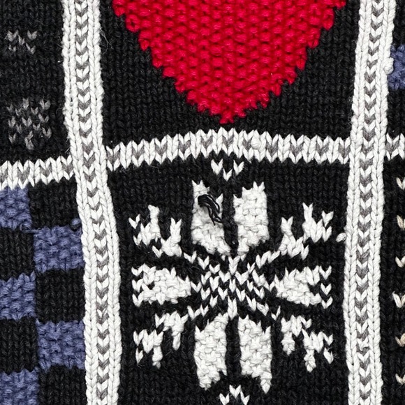 Vintage White Stag Knit Woven Pattern Sweater - Picture 4 of 6